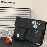 Weiyinxing Women Canvas Shoulder Bags For Youth Casual Ladies Large Capacity Crossbody Bags Solid Handbags Messenger Bags for Women