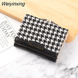 Weiyinxing New Women Wallets Lether Coin Purse for Women Cotton Plaid Fold Card Holder Daily Casual Clutch Money Mini Wallet Handbag