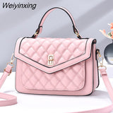 Weiyinxing Fashion Women Bag Trend 2023 Quilted Twist Lock Flap Square Bag Women Leather Handbags Messenger Brand Women's Shoulder Bags