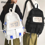 Weiyinxing Unisex Multiple Pocket Waterproof Nylon Backpack Large Capacity Insert Buckle Women Travel Bag Teenagers Kawaii Schoolbag