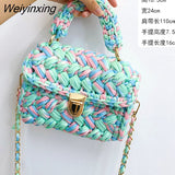 Weiyinxing Rope Woven Women Handbags Designer Knitting Chains Shoulder Crossbody Bag Casual Lady Hand Bags Small Flap Purses 2023