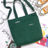 Weiyinxing Color Canvas Handbags Shoulder Bag Large Capacity Men Messenger Bag Student Laptop Book Bags Womens Single Tote Bag Bolsos