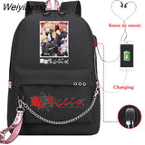 Weiyinxing Revengers Valhalla Chifuyu Matsuno School Bags for Teenager Girls School Backpack Bag Usb Charging Bookbag Mochila Escolar