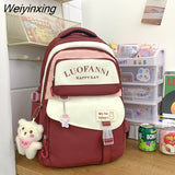 Weiyinxing Letter Printing Waterproof Nylon Women Backpack Female Multiple Pockets Cool Travel Book Bag Teenage Girl Big Schoolbag