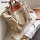 Weiyinxing canvas women handbags designer letters shoulder crossbody bags female large capacity tote leather patchwork shopper bag