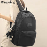 Weiyinxing New Fashion Nylon Backpack High Quality Women Book Bag Female Solid Color Big Schoolbag Teenage Girl Lovely Laptop Backpack