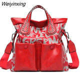 Weiyinxing Fashion Rivet Letter Leather Women Handbag Luxury Brand Women Shoulder Bags Luxury Large Totes Designer Female Messenger bag