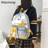 Weiyinxing New Waterproof Nylon Insert Buckle Women Backpack Female Cute Multi-pocket Travel Bag Schoolbag for Teenage Girls Book Bags