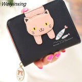 Weiyinxing Women Cute Cat Wallet Small Zipper Girl Wallet Brand Designed Pu Leather Women Coin Purse Female Card Holder Wallet Billetera