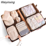 Weiyinxing Set Packing Cubes Organizer Bags For Travel Storage Makeup Luggage Drawstring Bag Bathroom Organizer Clothes Storage