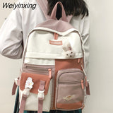 Weiyinxing New Waterproof Nylon Insert Buckle Women Backpack Female Cute Multi-pocket Travel Bag Schoolbag for Teenage Girls Book Bags