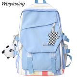 Weiyinxing Colorful Striped Women Backpack Female Waterproof Patchwork School Bag Travel Rucksack Teenage Girls Cute Backpacks Students