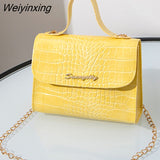Weiyinxing Trend Women Messenger Bag Fashion Alligator Pattern Female Shoulder Bag Handbag with Chain Strap Ladies Crossbody Bags