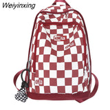 Weiyinxing Women Plaid Backpack Fashion Lady Laptop School Bag New Girl Boy Backpack Trendy Female Men Travel Book Lattice Student Bag