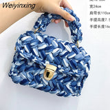 Weiyinxing Rope Woven Women Handbags Designer Knitting Chains Shoulder Crossbody Bag Casual Lady Hand Bags Small Flap Purses 2023