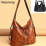 Weiyinxing Women Leather Luxury Handbags Soft Large Capacity Casual Tote Bags High Quality Female Leather Shoulder Bags Female Sac