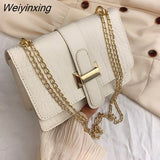 Weiyinxing Square Flip Bag 2023 summer New Quality PU Leather Women's Designer Handbag Stone Pattern Lock Chain Shoulder Messenger Bag