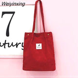 Weiyinxing Women Handbags Portable Corduroy Shoulder Bags Reusable Large Capacity Shopping Bags Casual Bolsas Feminina Dropshipping