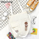 Weiyinxing Women Canvas Handbags Shoulder Bag Ladies Shopping Bags Cartoon Fabric Grocery Crossbody Messenger Tote Books Bags for Girls