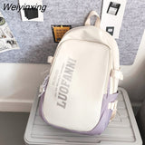 Weiyinxing Fashion Letter Printing Waterproof Nylon Women Backpack Female Large Capacity Cool Travel Bag Teenage Girls Preppy Schoolbag