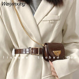 Weiyinxing Saddle Waist Bags for Women Designer Chains Fanny Pack Luxury Alligator Pu Leather Belt Bags Female Small Purses 2023