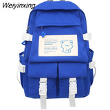 Weiyinxing Unisex Multiple Pocket Waterproof Nylon Backpack Large Capacity Insert Buckle Women Travel Bag Teenagers Kawaii Schoolbag