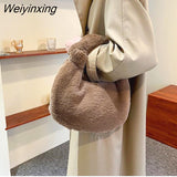 Weiyinxing Women New Luxury Handbags Plush Pouch Half Moon Underarm tote bag Shoulder bags for women Furry Handbags Totes sac a main femme