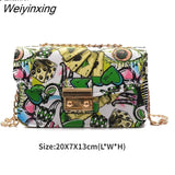 Weiyinxing Graffiti Crossbody Bags for Women Luxury Leisure Shoulder Bags Chain Purses and Handbags Prints Cute Handbag