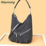 Weiyinxing Soft Leather Shoulder Crossbody Bags for Women Luxury Handbag Women Bag High Quality Suede Tote Bag Female Messenger Bag