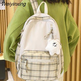 Weiyinxing Girl Lattice Travel School Bag Fashion Lady Kawaii Book Backpack Trendy College Cool Female Plaid Backpack Women Laptop Bag