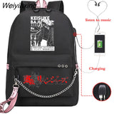 Weiyinxing Revengers Valhalla Chifuyu Matsuno School Bags for Teenager Girls School Backpack Bag Usb Charging Bookbag Mochila Escolar 0409