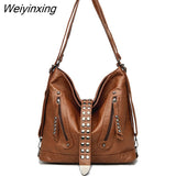 Weiyinxing Women Bag Large Capacity Rivet Leather Crossbody Bag Ladies Tote Sac Designer 3 In 1 Women Backpack Shoulder Bags Women Handbags