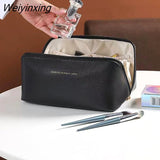 Weiyinxing Large Travel Cosmetic Bag For Women Leather Make Up Organizer Toiletry Kit Bags Female Makeup Accessories Pouch Case Storage