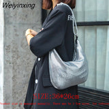Weiyinxing and handbag luxury Designer bag for women shoulder bag Shiny Canvas Sequins Purse Women's bag female handle silver bag