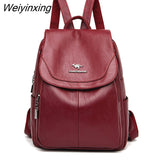 Weiyinxing Women Backpack Leather Leisure School Bags For Teenager Girls Lady Fashion Shoulder Bags High Quality Lady Travel Backpack
