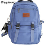 Weiyinxing Design Solid Color College Student Schoolbag Large Capacity Waterproof bag Women Lovely Backpack Teenage Girl Rucksack