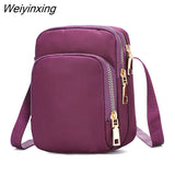 Weiyinxing Women Casual Messenger Bags Waterproof Nylon Mobile Phone Bag Three Layers Large Capacity Crossbody Bags Cosmetic Bag for Women