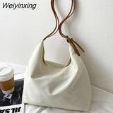 Weiyinxing Capacity Canvas Shoulder Bag for Women 2023 New Shopping Bags Solid color Vintage Tote Bag Casual Handbags Crossbody Bag