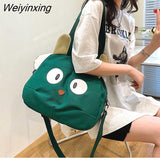 Weiyinxing Women Cute Cat Canvas Bag Female 2023 New Cartoon Shoulder Bags Student Large Messenger Bag Cat Shape Female Handbag Tote Bags