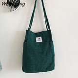 Weiyinxing New Corduroy Shoulder Bag for Women Cotton Cloth Female Student Messenger Bag Large Eco Shopping Tote Bags Canvas Handbags