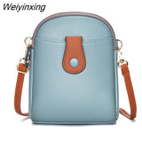 Weiyinxing Leather Women's Shoulder Crossbody Bags Phone Bag 3 Layer Solid Color Ladies Handbag Real Cowhide Small Women Coin Purse