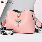 Weiyinxing Women White Handbag New Designer Butterfly Tassel PU Leather Messenger Bags Ladies Crossbody Female Tote Shoulder Bag