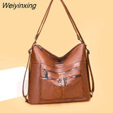 Weiyinxing Quality Pu Leather Women Bagpack Designer Large Capacity 3 In 1 Back Pack Fashion Luxury Female Shoulder Handbag Travel Bag
