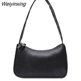 Weiyinxing New Women's Fashion Handbags Retro Solid Color Totes Bags PU Leather Shoulder Underarm Bag Casual Women Shoulder Bag