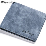 Weiyinxing Men Retro Frosted PU Wallet Two Folding Male Purse Credit Card Holder Solid Color Short Wallet Purse and Wallet