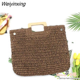 Weiyinxing rattan large capacity tote for women wicker woven wooden handbags summer beach straw bag lady big purses travel sac 2023