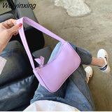 Weiyinxing New Women's Fashion Handbags Retro Solid Color Totes Bags PU Leather Shoulder Underarm Bag Casual Women Shoulder Bag