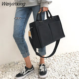 Weiyinxing canvas large capacity tote women handbags designer wide strap shoulder crossbody bags lady shopper bag female big purses