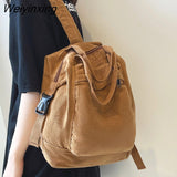 Weiyinxing Women Backpack Canvas Girl Fabric School Bag New College Student Vintage Female Laptop Bag Travel Kawaii Ladies Backpack