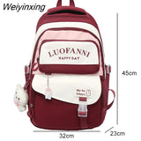 Weiyinxing Letter Printing Waterproof Nylon Women Backpack Female Multiple Pockets Cool Travel Book Bag Teenage Girl Big Schoolbag